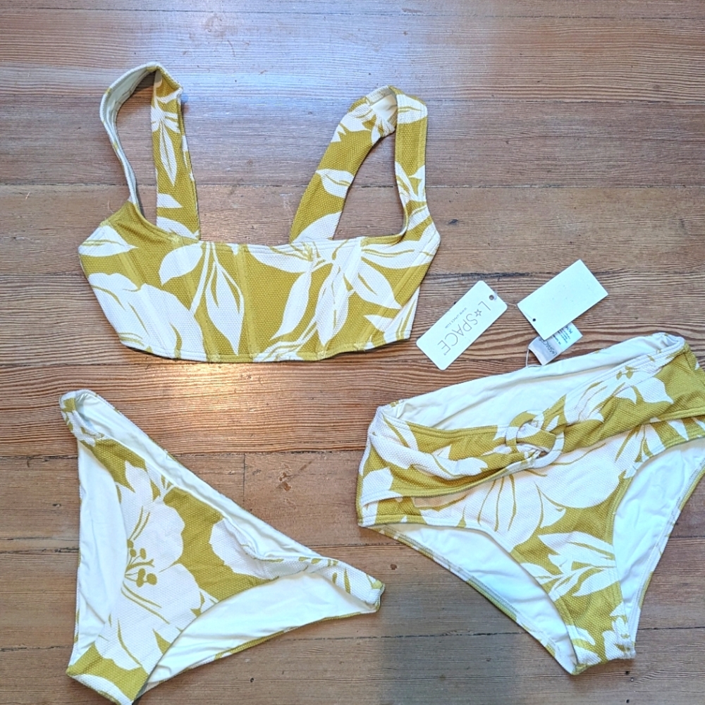 L*space bikini set, balconette top + hi rise and low rise bottoms